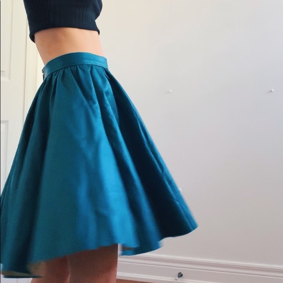 Vegan Leather Midi Skirt in Turquoise - Picture 1 of 5